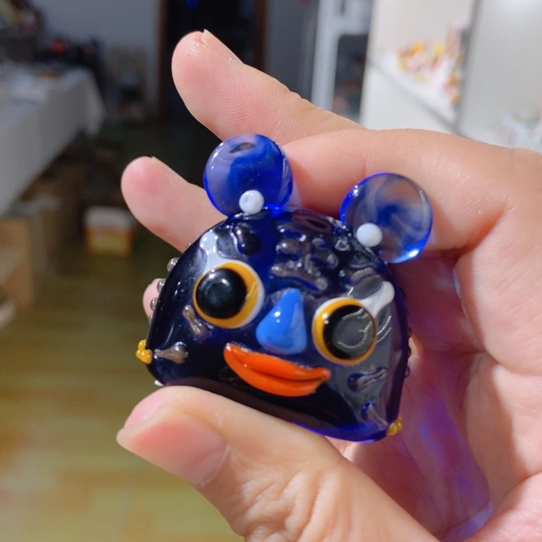 琉璃摆件蓝色老虎