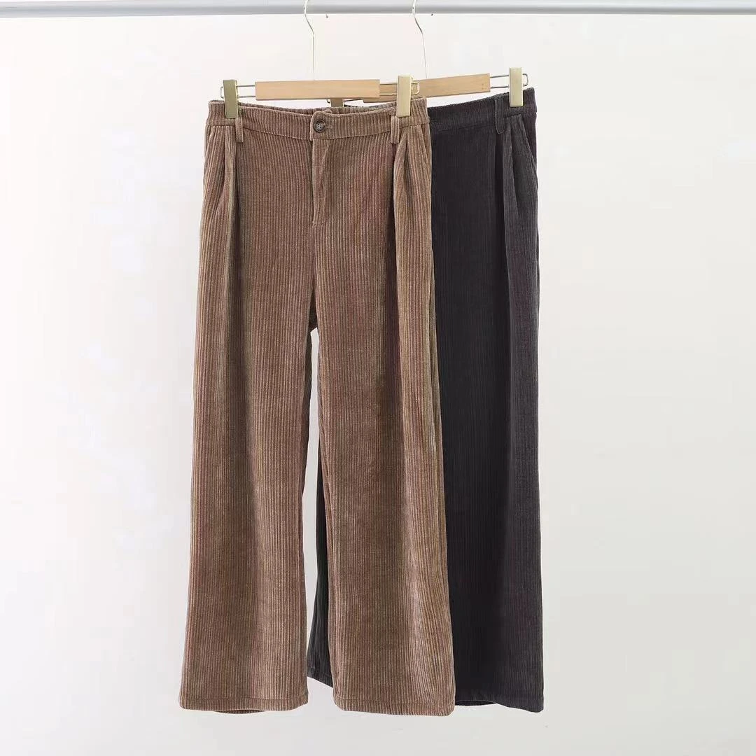 【海涛大叔】复古灯芯绒高腰显瘦直筒阔腿裤 VW2512