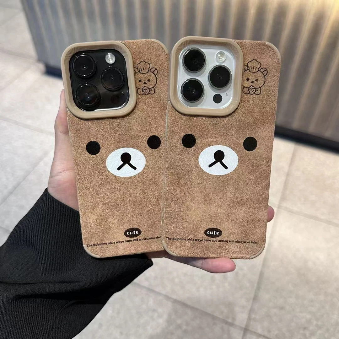 秋冬可爱轻松熊表情适用iPhone17/15/14/13promax手机壳12/11防摔