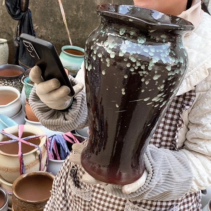 紫砂花盆瑕疵口17高30