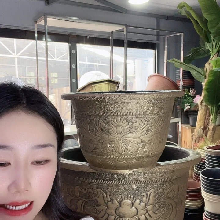 圆形100花盆2个有孔