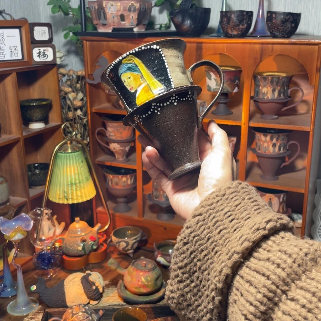 陶｜特价不退换｜中古油画杯