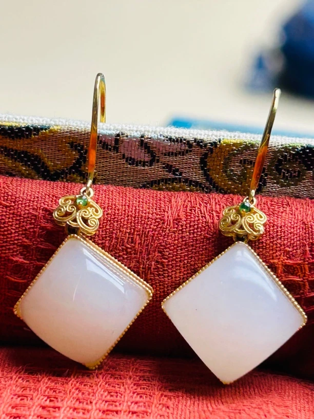 和田玉白玉18k镶嵌NG173