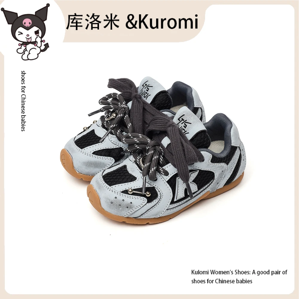 库洛米Kuromi2025春季新款魔术贴时尚百搭防滑休闲复古儿童德训鞋