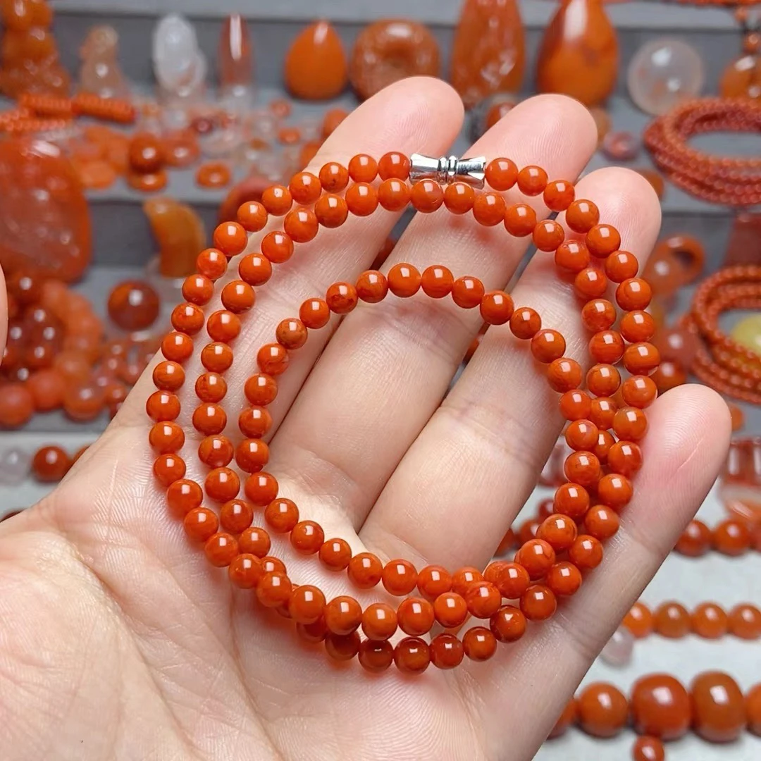 南红玛瑙柿子红火焰项链4大加m