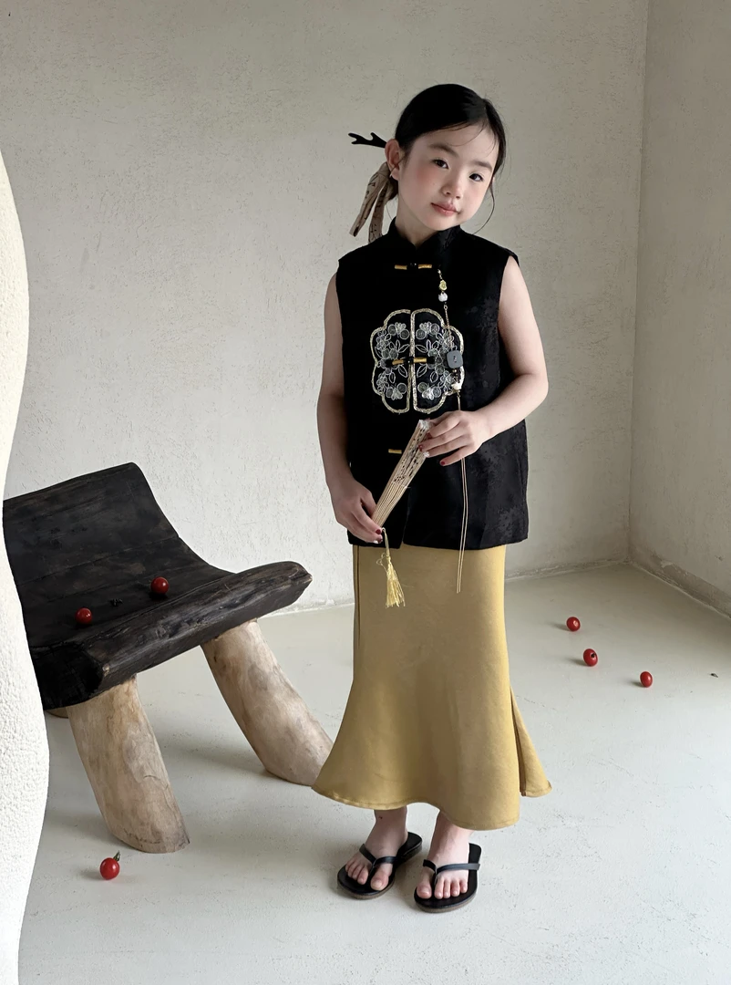 【语汐定制】2025新款蝶恋花系列中式女童无袖马甲25492