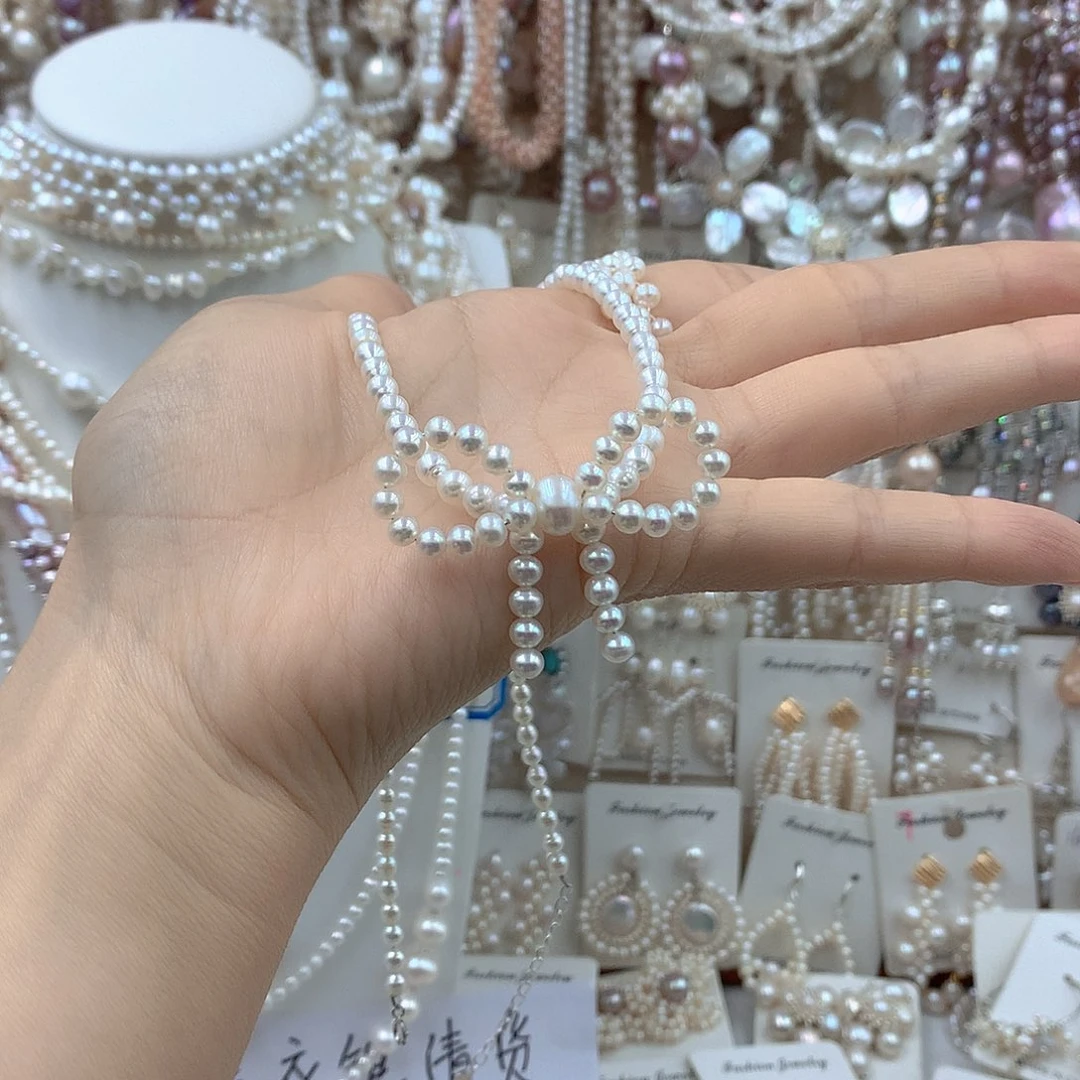 随***6银S925镶嵌淡水珍珠项链耳饰