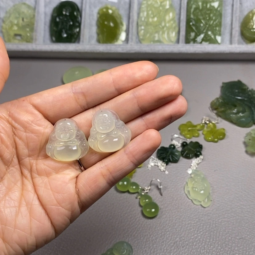 【闪购商品】蛇纹石玉未镶嵌挂件耳饰耳环项链