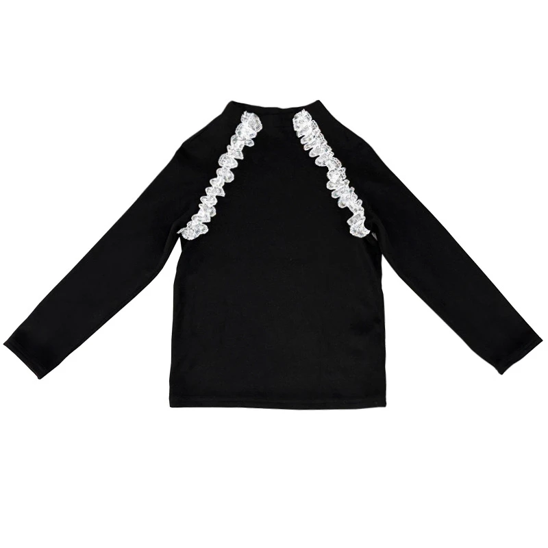 纯色春秋高领吸汗冬季女T恤女孩女童秋季洋气