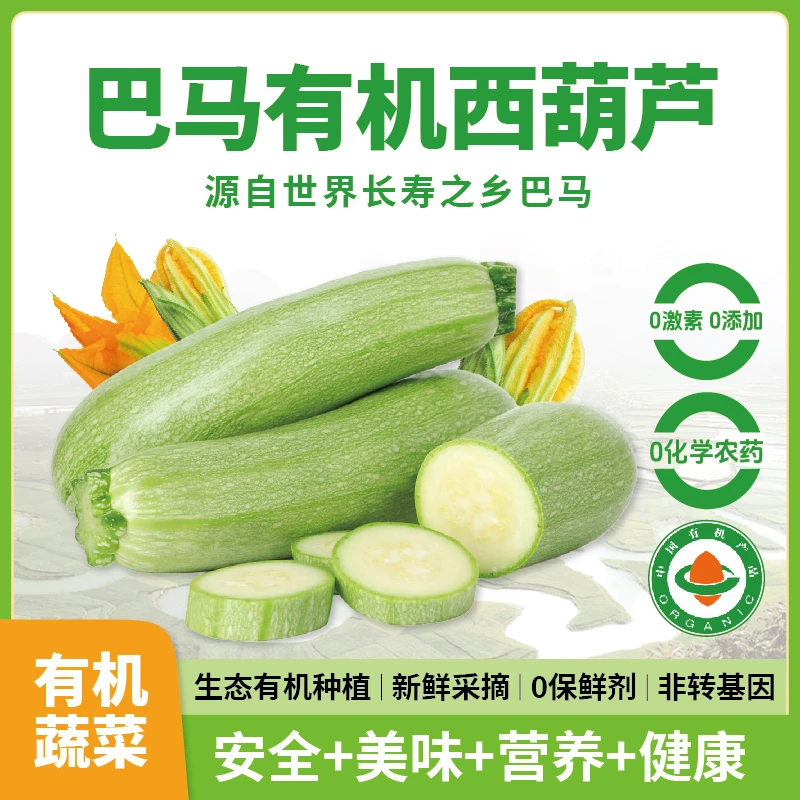 巴马有机西葫芦新鲜采摘生态有机植美味安全营养健康