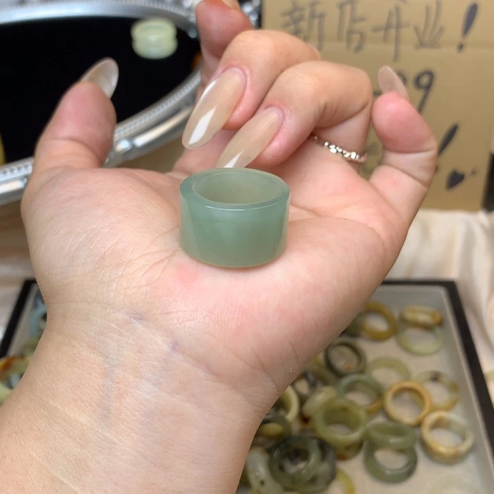 悟***道合金蛇纹石玉戒指