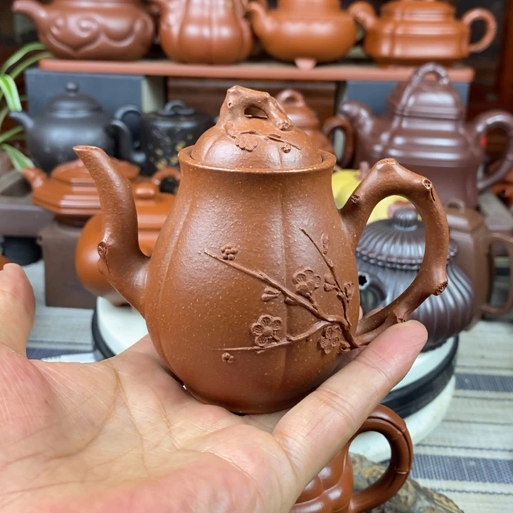 茶壶紫砂傲梅神韵180cc原矿宝山红降坡泥特价