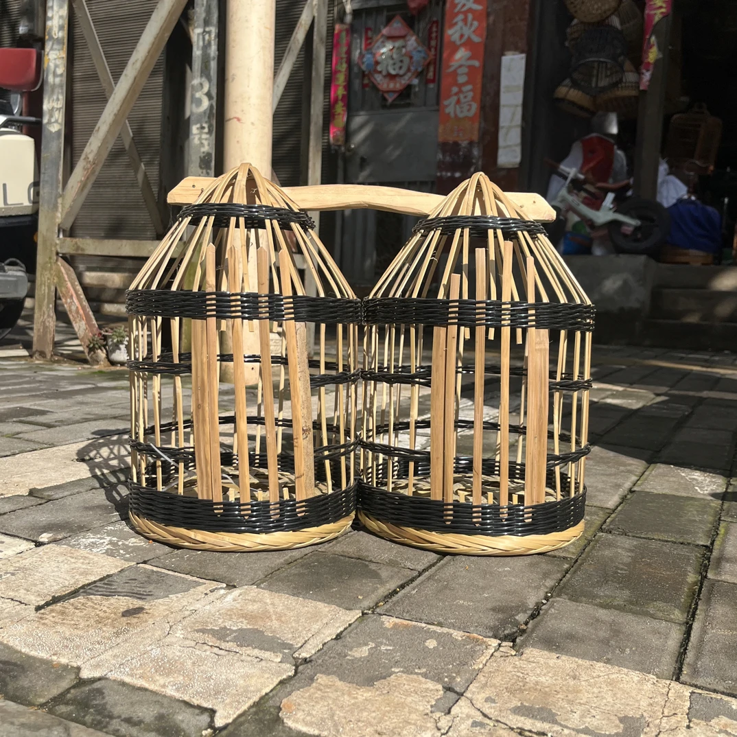 本地手工金竹竹鸟对笼 上山 竹鸡 笼 直径22-26 一对包邮