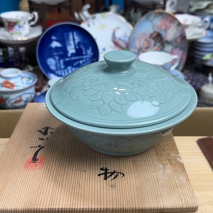 瓷片东山作青瓷牡丹纹啊啊啊啊