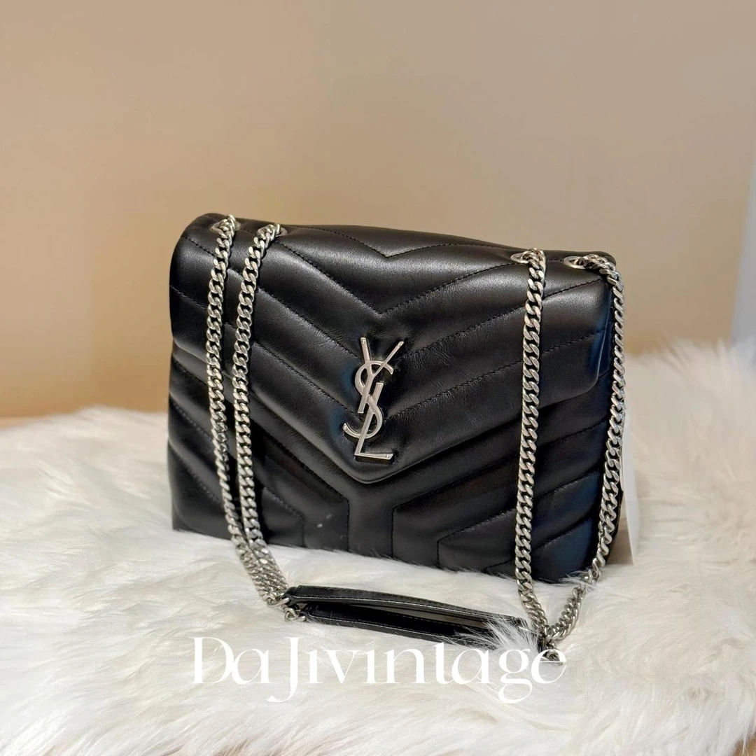 大吉中古/ysl 黑银小号loulou斜挎包
