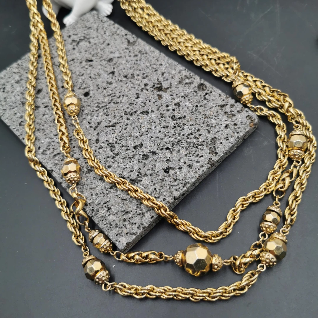 合金项链 【Liz璇子】打标 多圈素金项链H36054无鉴赏期