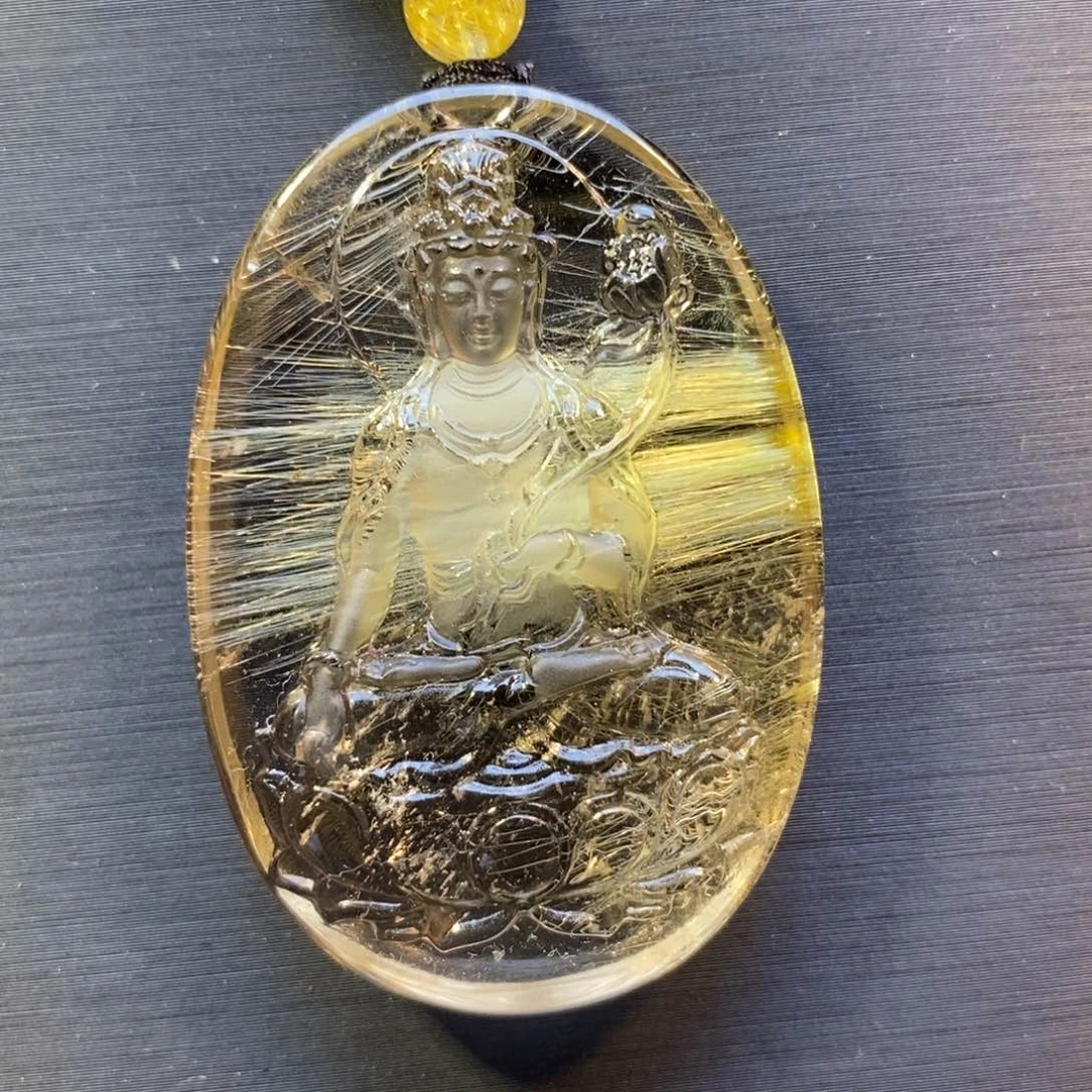 未镶嵌颈饰水晶发晶大势至吊坠