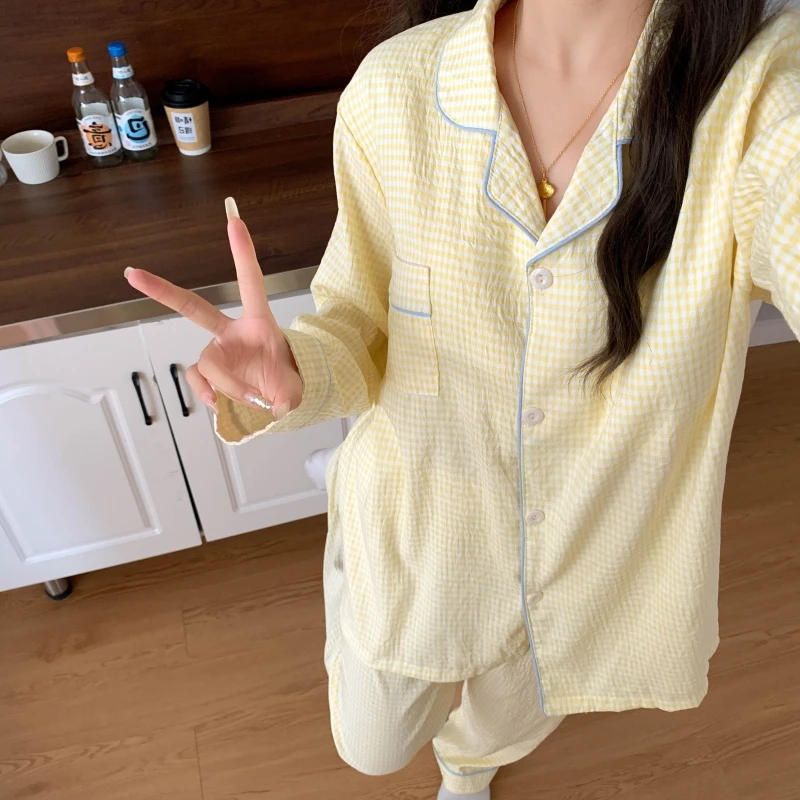 【多款可选】春秋薄款睡衣女长袖云朵棉套装波点KT卡通宽松家居服