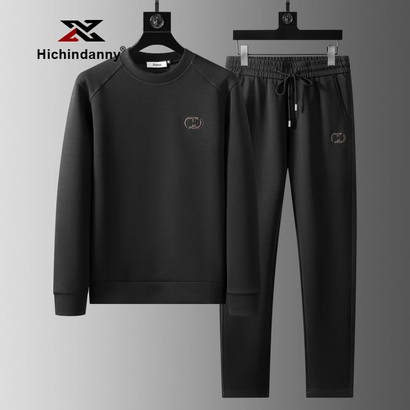 HICHIN休闲圆领长袖运动套装男士春秋季卫衣两件套莫代尔空气层
