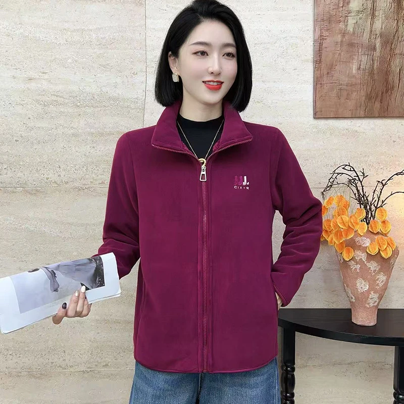 冬季加绒加厚立领时尚百搭常规纯色厚款奥粒绒外套