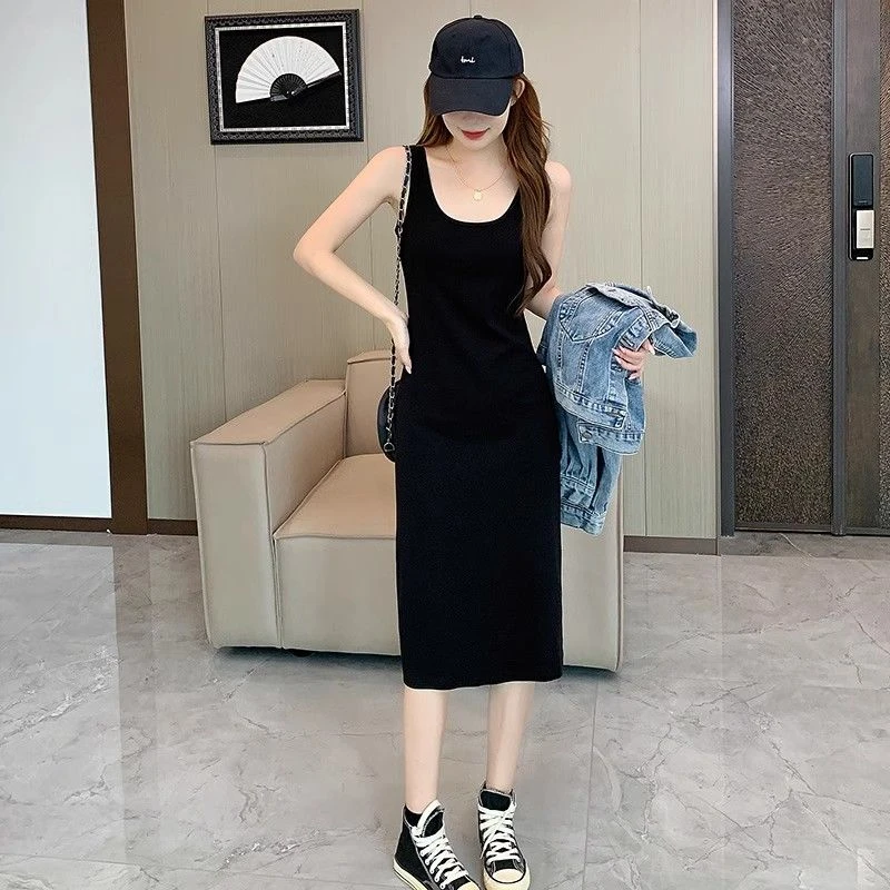 2小个子黑色连衣裙修身显瘦背心长裙夏季时尚百搭背心裙