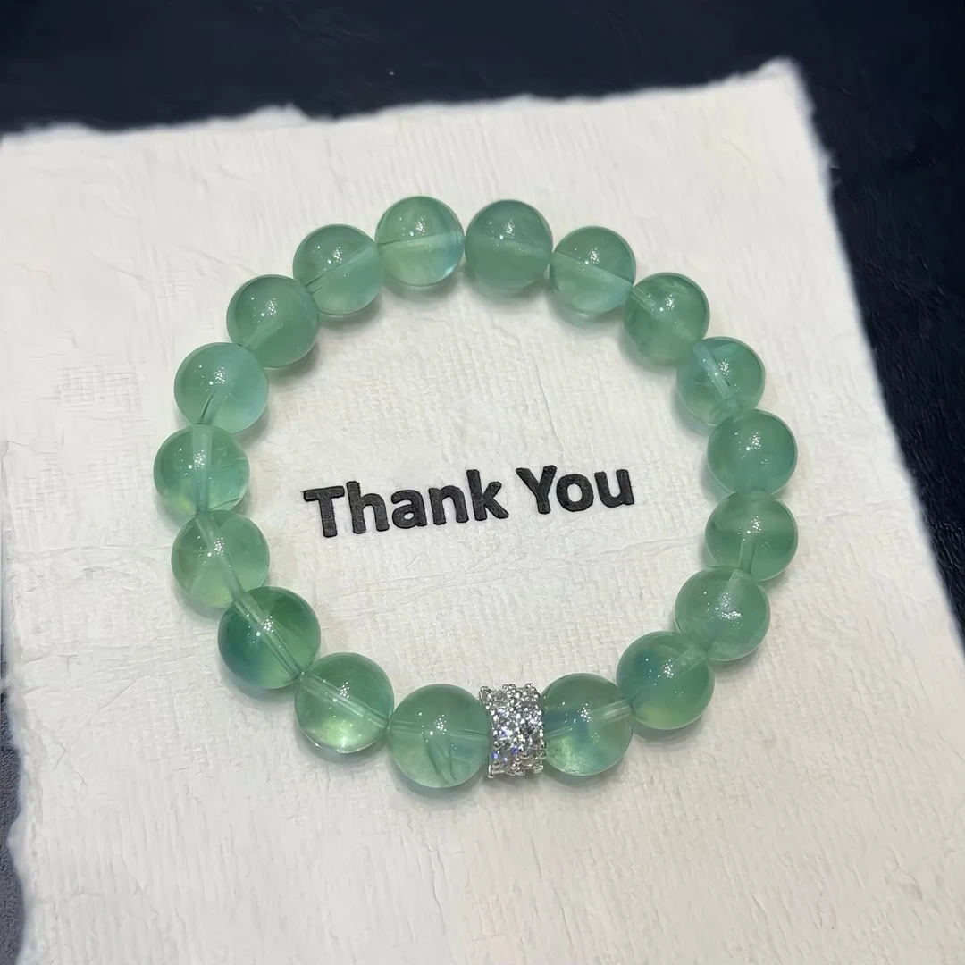 [青山烟雨]天然手串薄荷绿萤石手链女款10-11mm