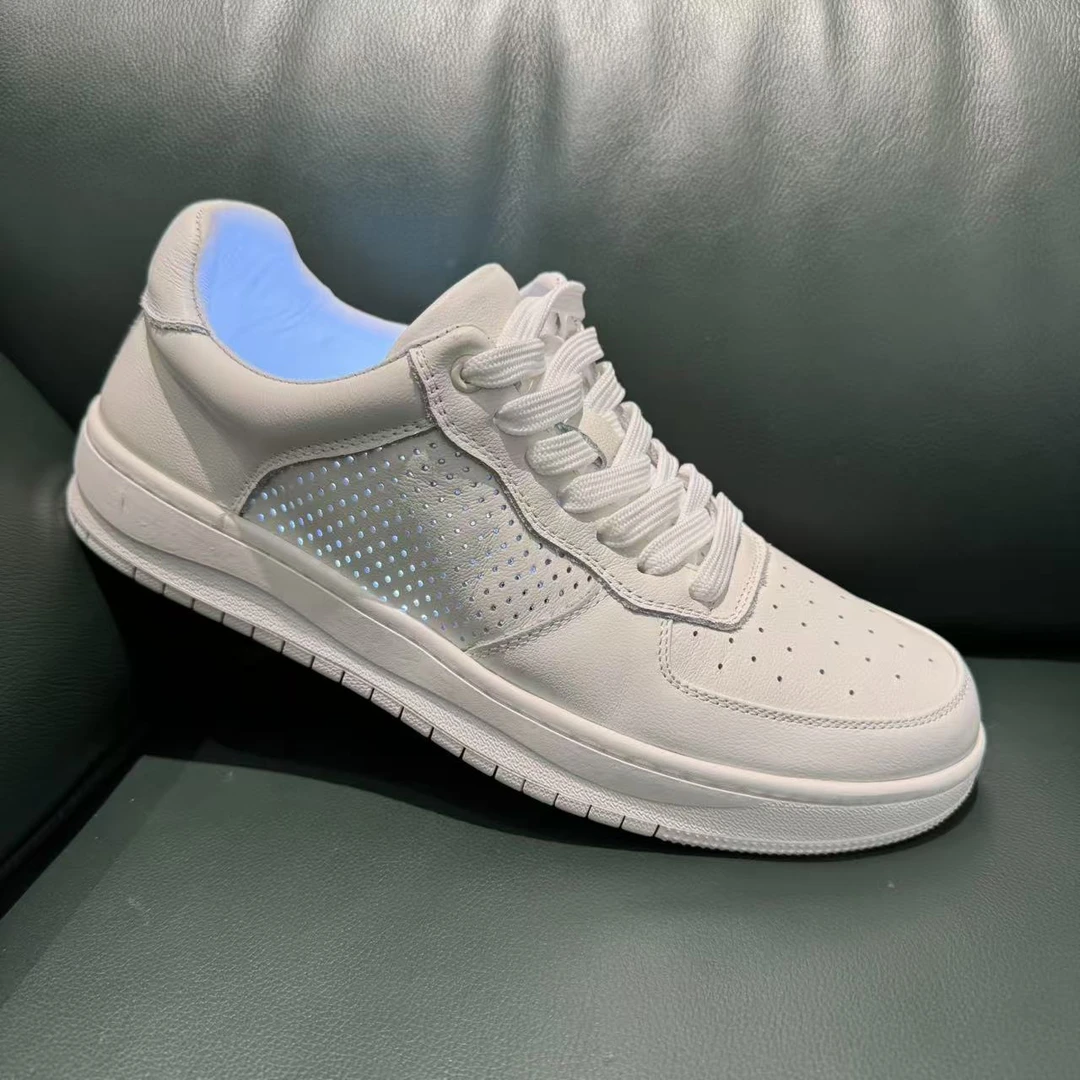 男士时尚运动休闲板鞋百搭真皮潮流低帮男款秋季潮鞋0002白色透气