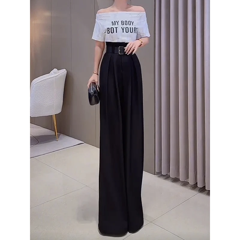 加绒加厚毛呢西装阔腿裤女秋冬2025新款高腰垂感宽松休闲拖地裤子