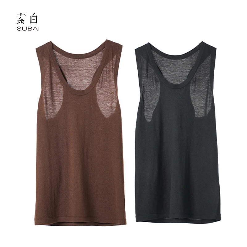 素白复古时尚802790袖弯撞彩色线毛织背心