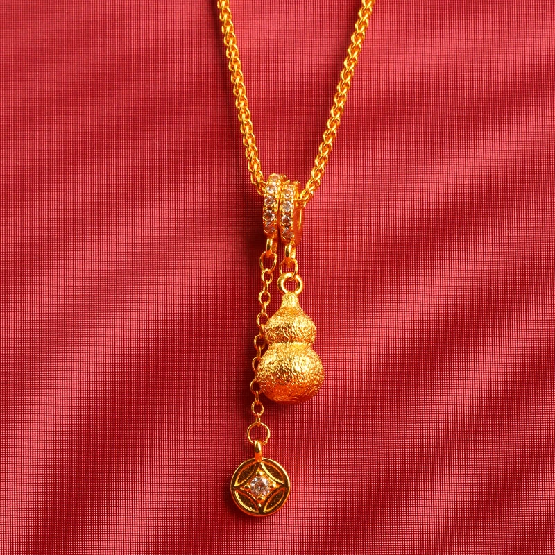 铜合金琉璃吊坠 葫芦吊坠古法铜合金不掉色福禄镶钻项链气质女款