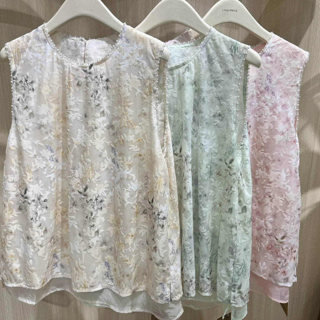 意法一批清仓 2025夏季百搭宽松显瘦圆领无袖上衣F0914