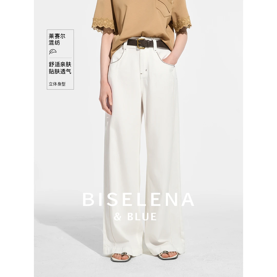贝茜妮"复古摩登"莱赛尔宽松牛仔裤女2025夏季新款设计感阔腿长裤
