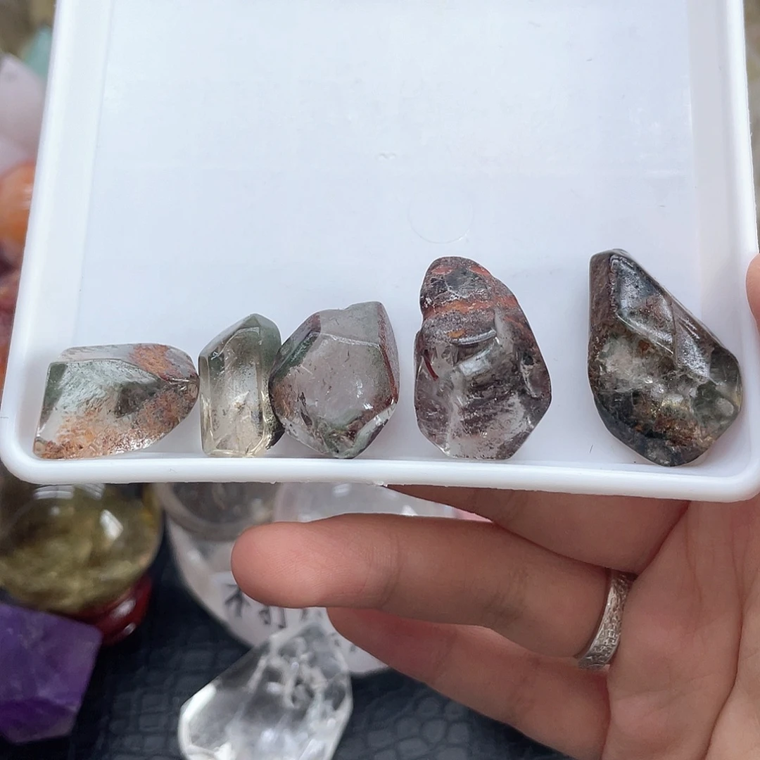 未镶嵌珠宝半成品发晶65绿幽灵随行