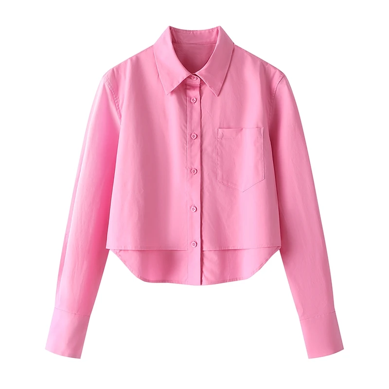 99.衬衫女早春截短廓形衬衣通勤简约上衣