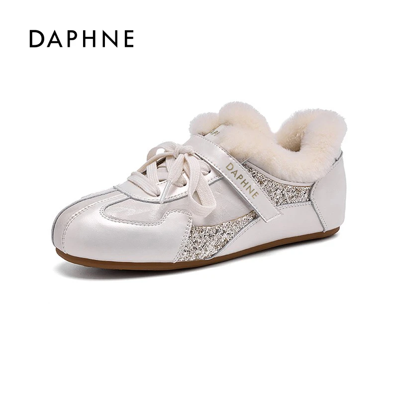 达芙妮新款冬季德训鞋2025冬季软底时尚休闲鞋保暖加绒毛毛鞋女M