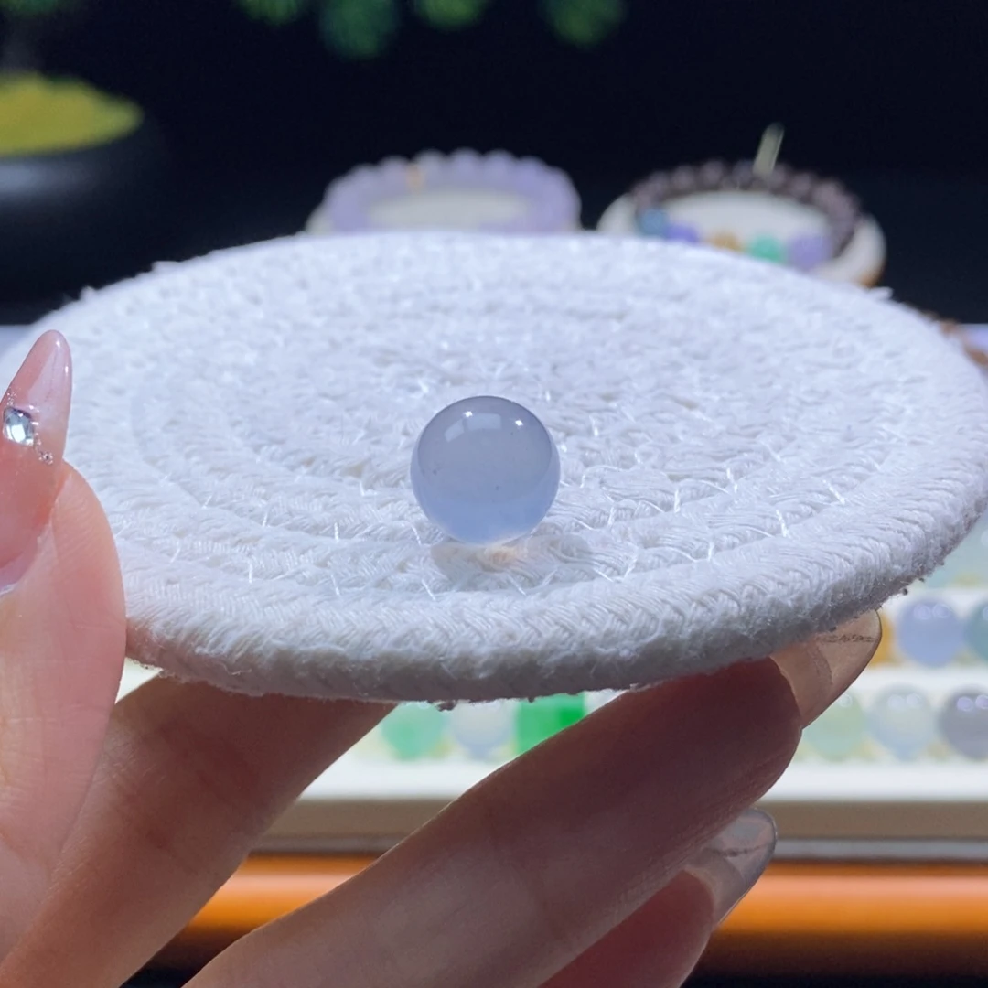 翡翠未镶嵌颈饰翡翠高冰蓝紫圆珠12.45mm