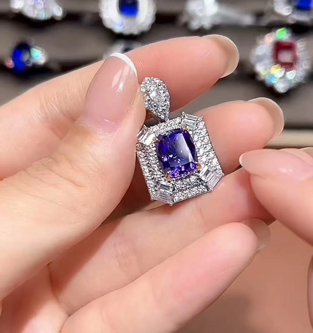 高奢定制YX-典藏-轻享轻奢-培育紫钻切-豪镶注厚金吊坠0001