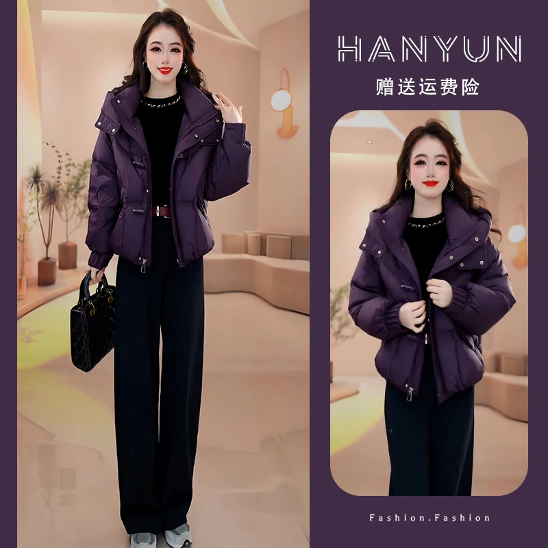 慵懒风长袖连帽棉服女2025冬季新款欧货加棉加厚宽松显瘦气质外套