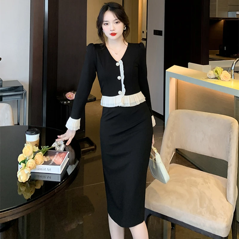 高级感职业穿搭轻熟风连衣裙女秋冬法式小香风名媛气质中长款裙子