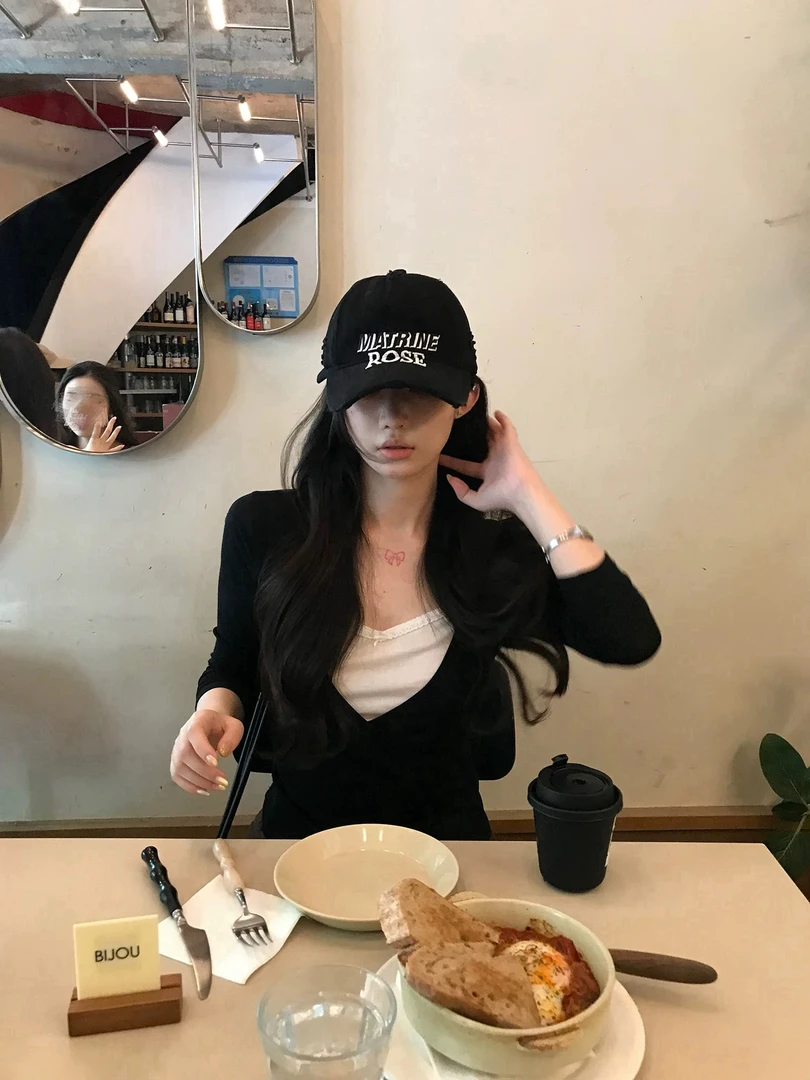 sheepland 首尔初秋 撞色V领假两件天丝t恤显瘦打底上衣