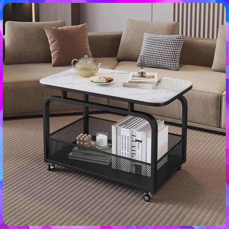 移动小茶几小户型岩板轻奢客厅边几可移动角几小推车侧边柜茶几桌