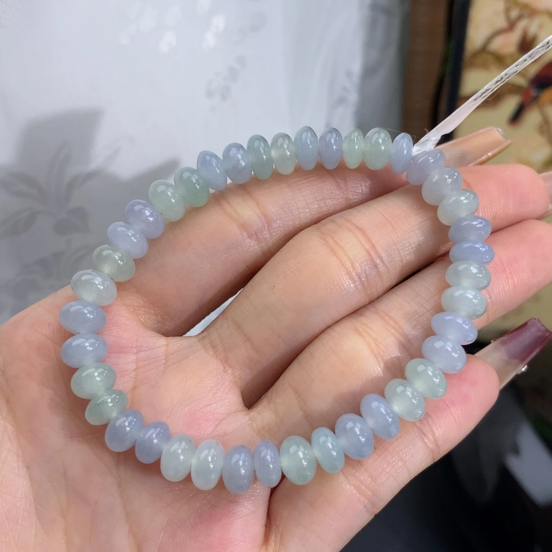 翡翠手链未镶嵌卡7.1冰胶马卡龙鼓珠手串