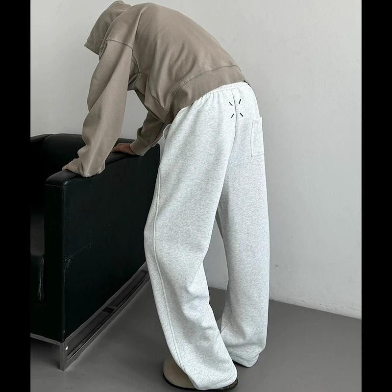 弯刀裤秋季宽松直筒卫裤百搭春秋盐系少年感男款灰色休闲裤垂感