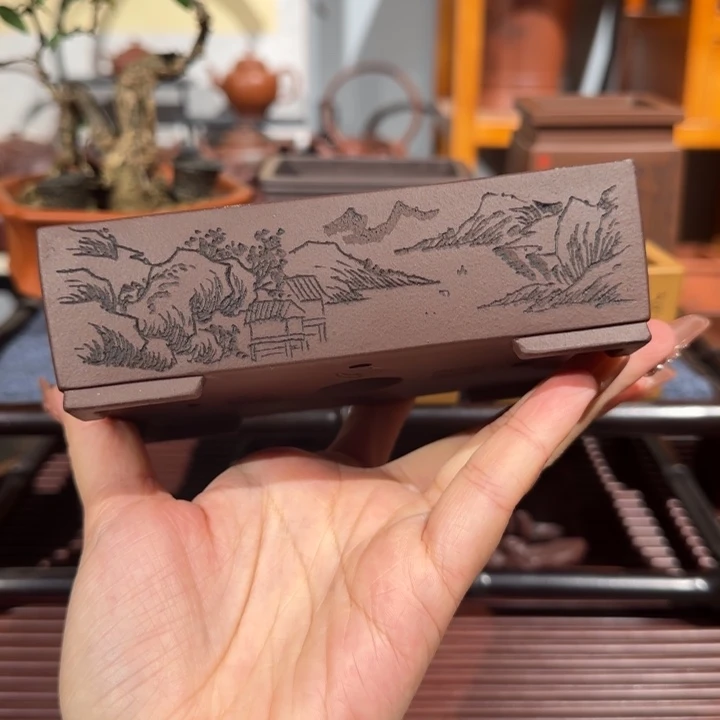 紫砂花盆半手工制作