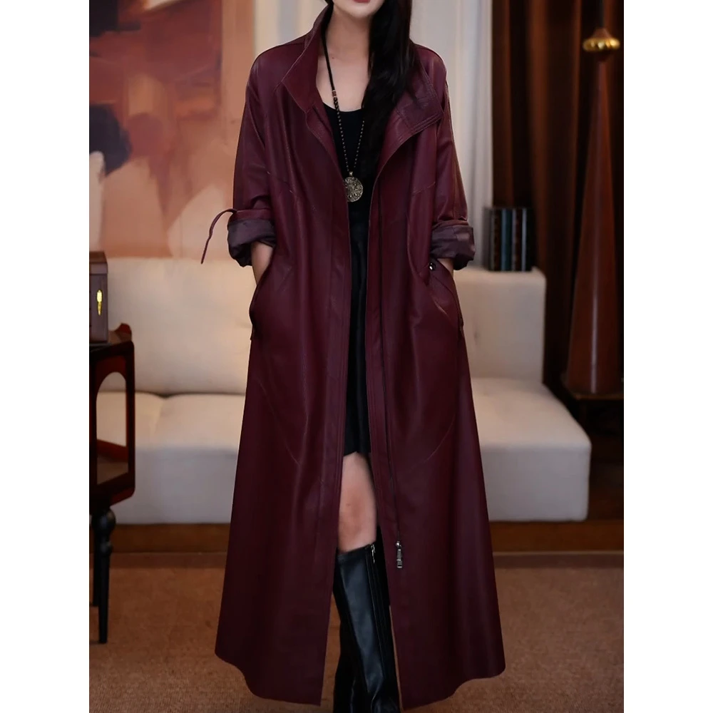 高级感轻奢纯色长款风衣2025秋季新款优雅贵夫人遮肉显瘦百搭外套