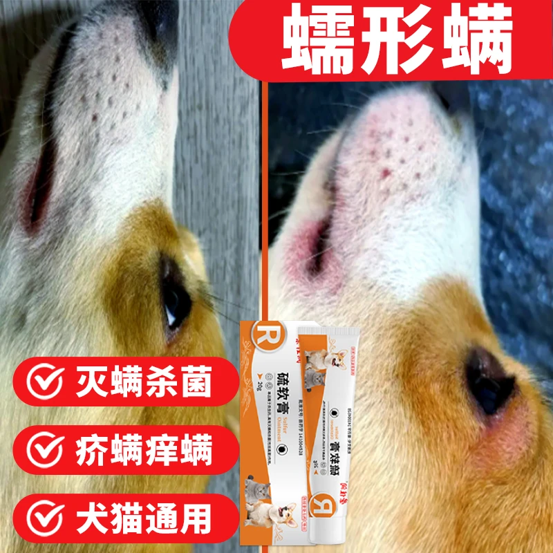 宠物蠕形螨硫软膏猫咪犬通用驱虫除螨虫猫藓疥螨皮肤病外用药膏