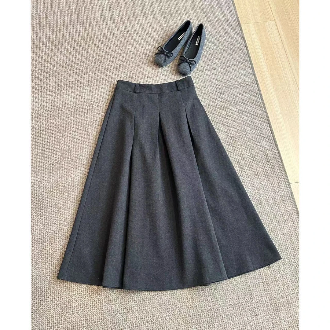 高腰气质开叉设计感半身裙高级感半身裙  9916