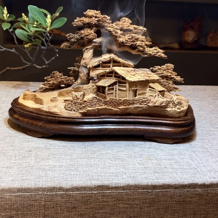 阴沉木星**语楠木山水香炉