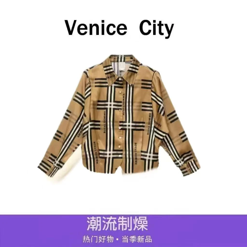 轻奢定制皇室之家经典格子复古衬衣设计感衬衫女Y2055