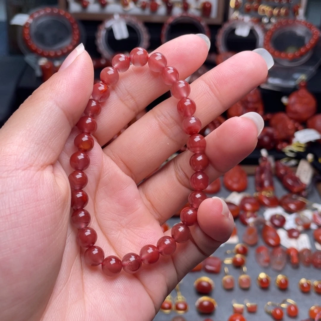 南红玛瑙未镶嵌7mm玫红手串
